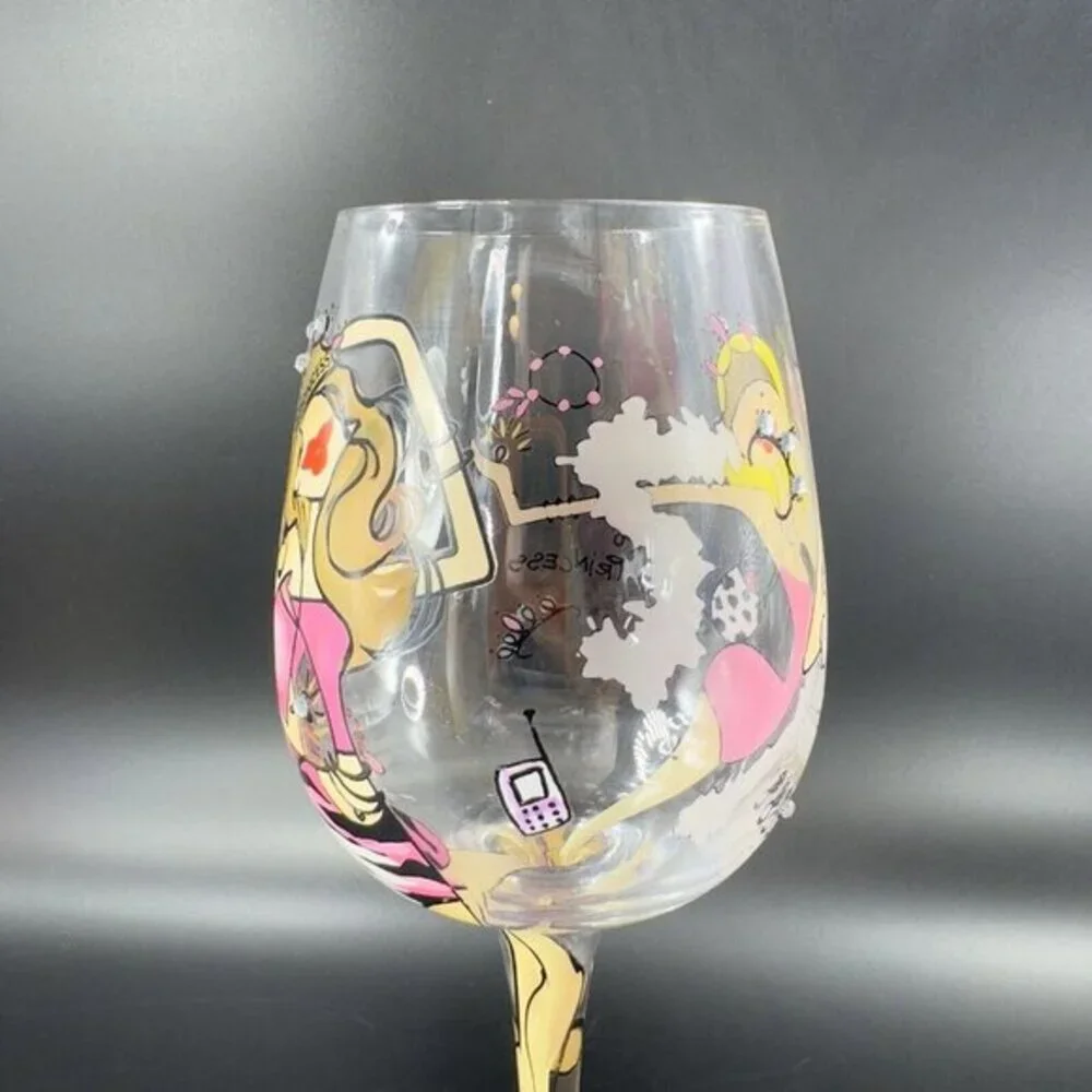 Lolita Love My Martini Princess Hand Painted Martini Glass Jeweled‎ Drink Glass